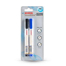 Kores White Board Markers Blister pack of 2 - Black & Blue