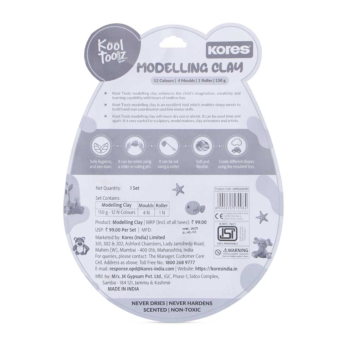 Kores Modelling Clay 150gms - 12 Shades