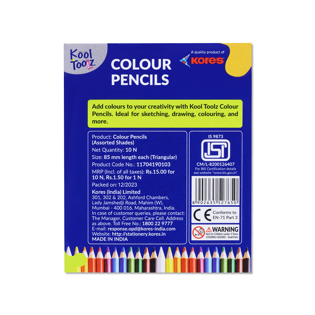 Kores Polymer Colour Pencils - Half Size - 10 Shades