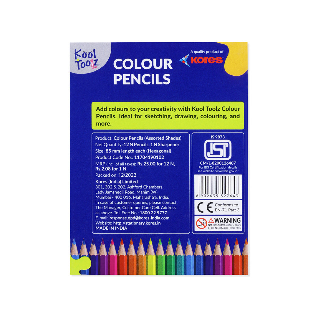 Kores Polymer Colour Pencils - Full Size - 12 Shades