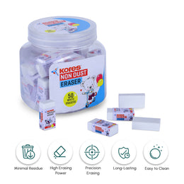 Kores No Dust Erasers - Jar of 50 pcs