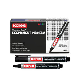 Kores Permanent Markers Box of 10 pcs ( Black )