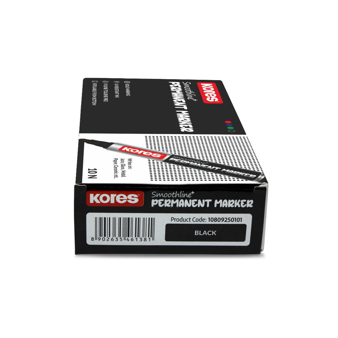 Kores Permanent Markers Box of 10 pcs ( Black )