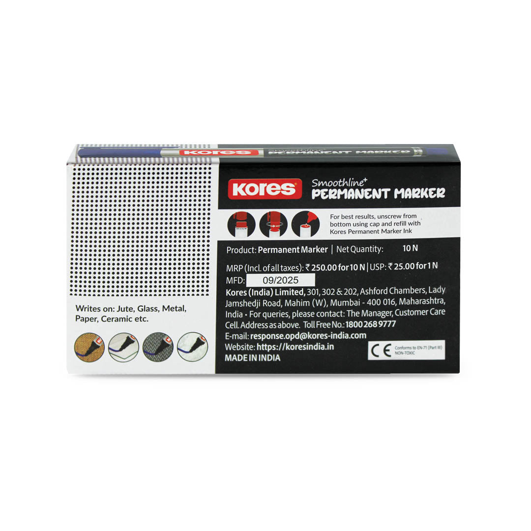 Kores Permanent Markers Box of 10 pcs ( Red )