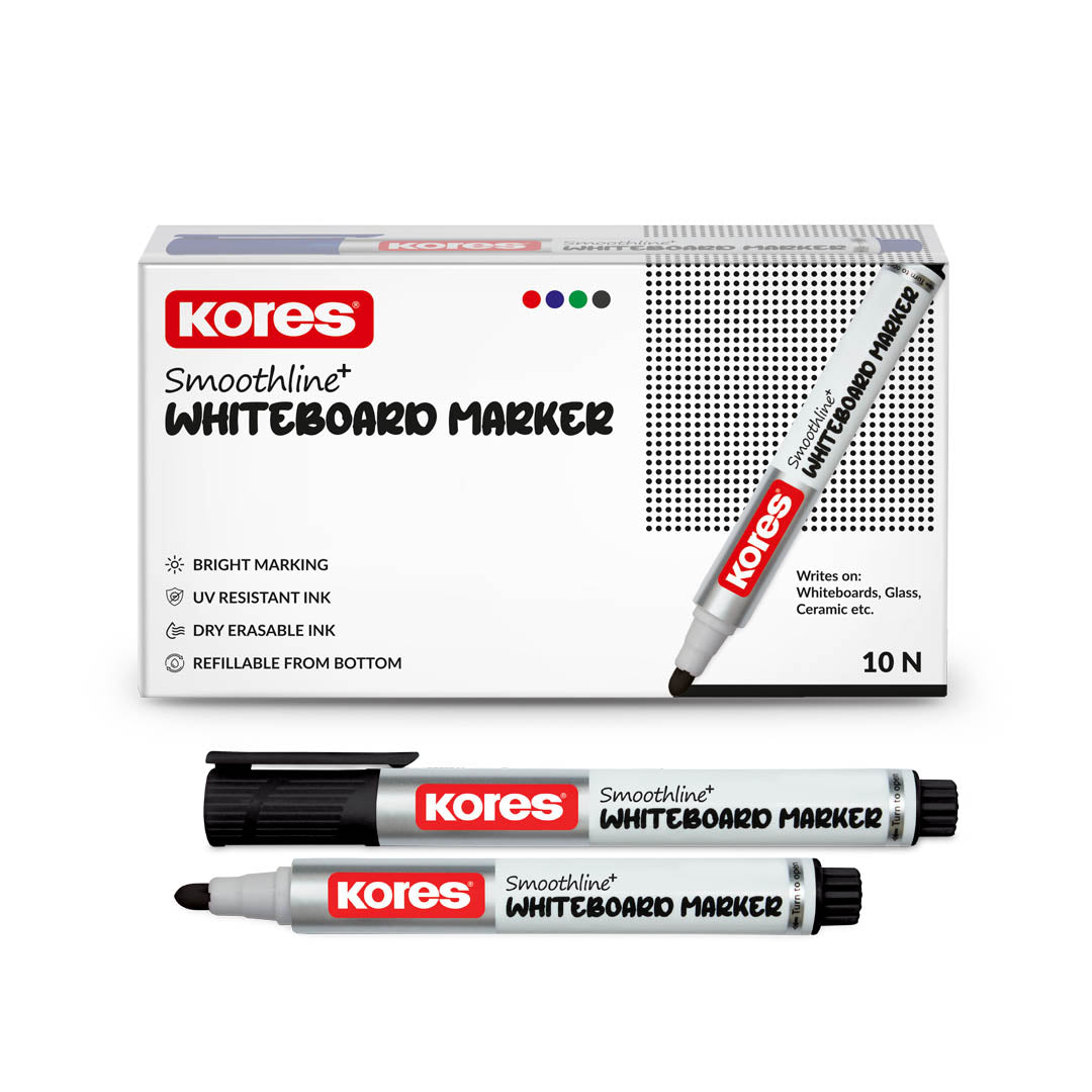 Kores White Board Markers Box of 10 pcs ( Black )