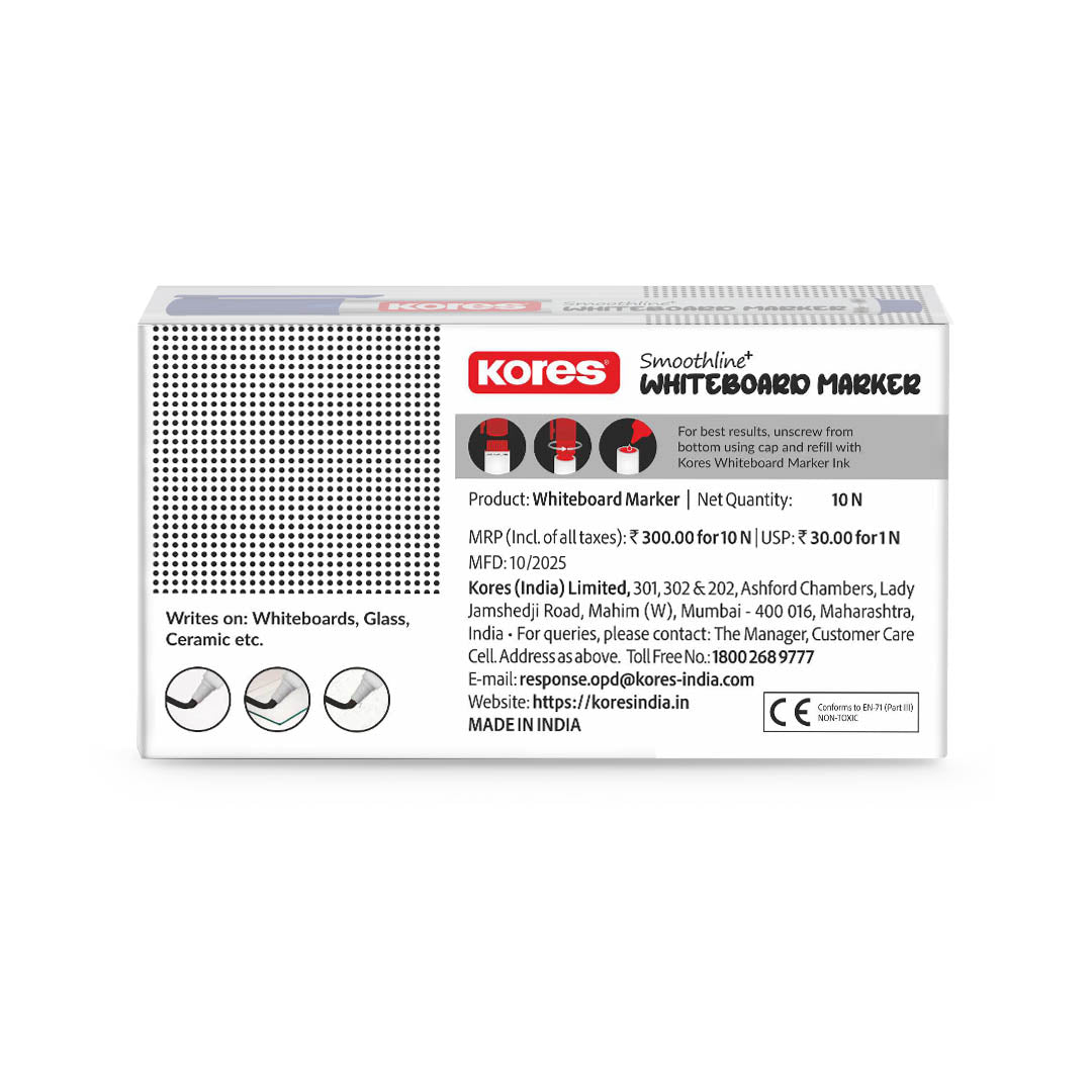 Kores White Board Markers Box of 10 pcs ( Black )