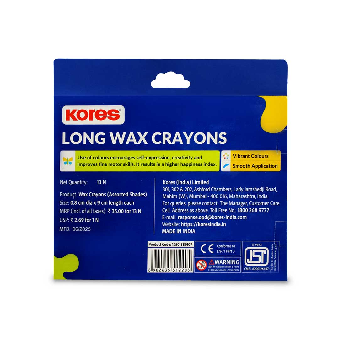 Kores Wax Crayons 12+1 - Long Shades