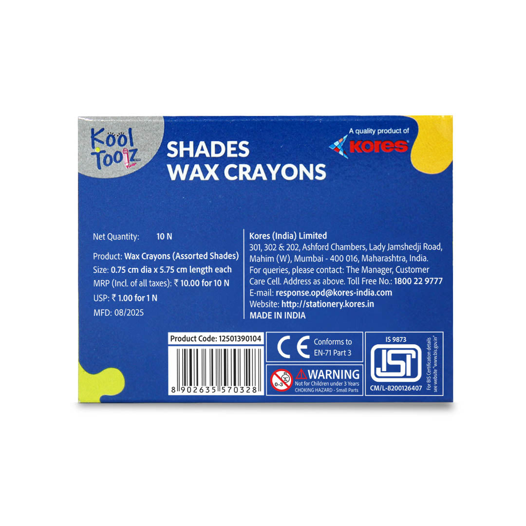 Kores Wax Crayons - 10 Shades