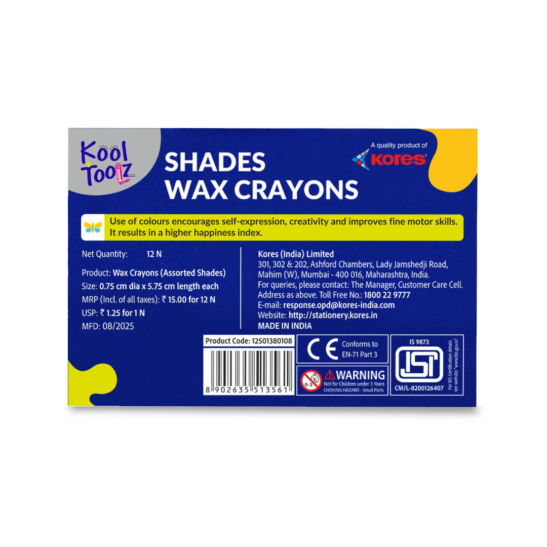 Kores Wax Crayons - 12 Shades