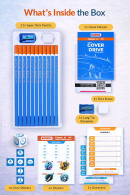 Kores Classic 11 - Cricket Themed Pencils