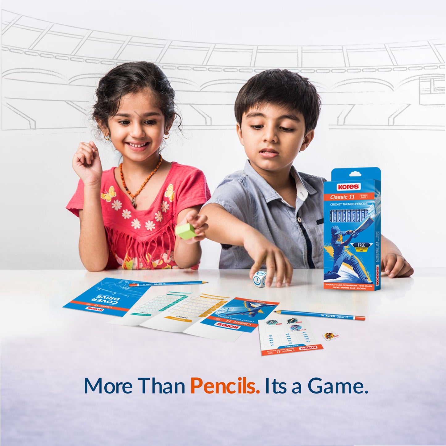 Kores Classic 11 - Cricket Themed Pencils