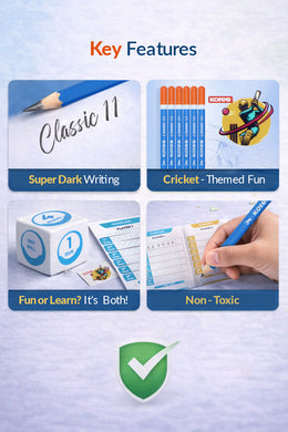 Kores Classic 11 - Cricket Themed Pencils