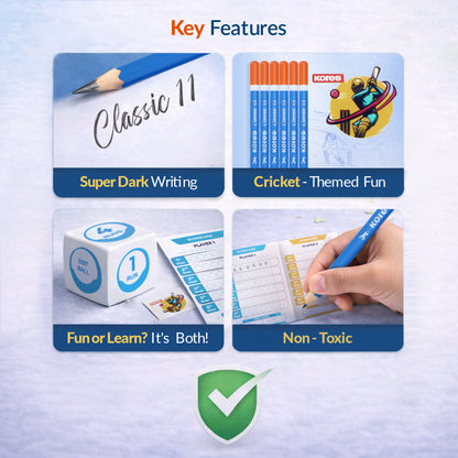 Kores Classic 11 - Cricket Themed Pencils