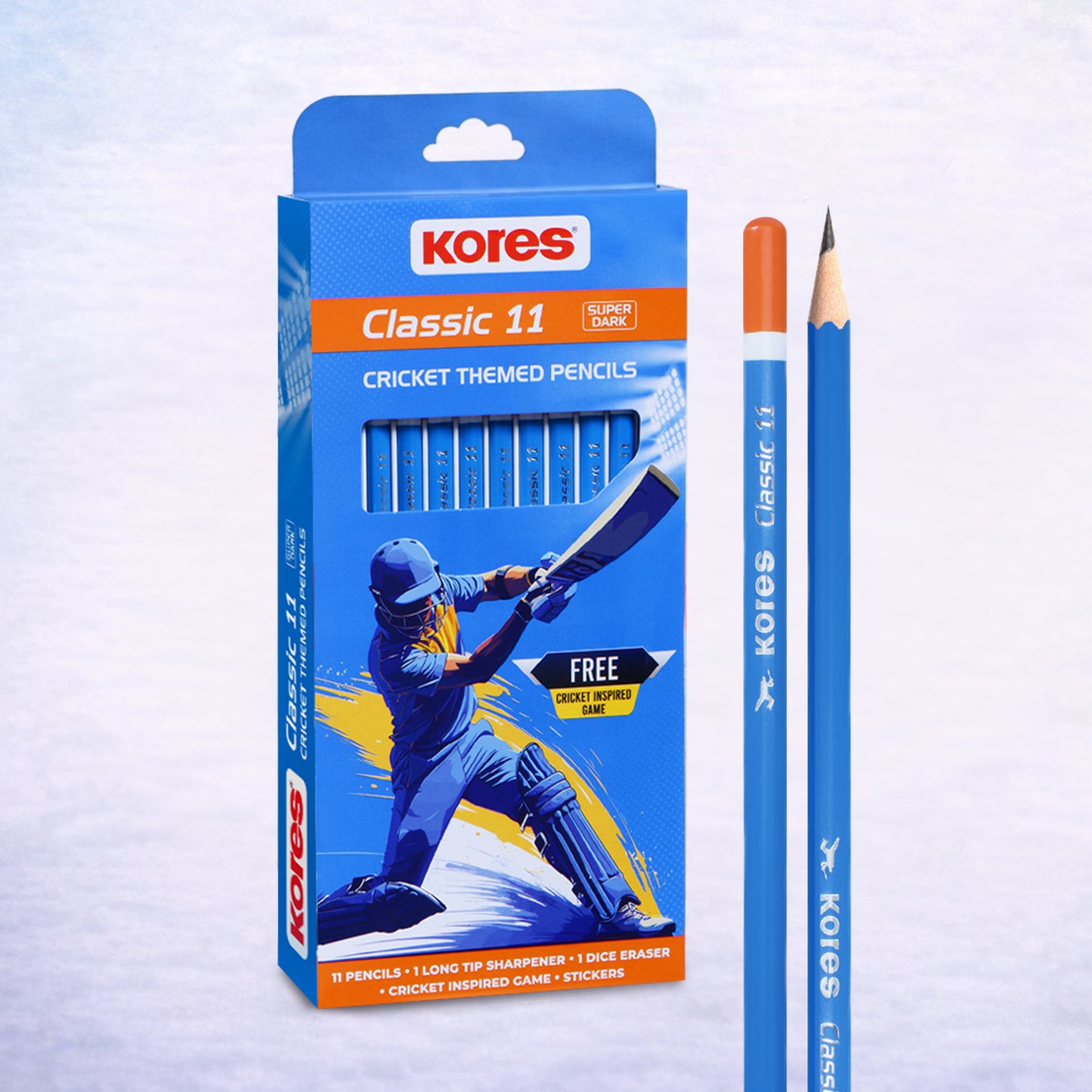 Kores Classic 11 - Cricket Themed Pencils