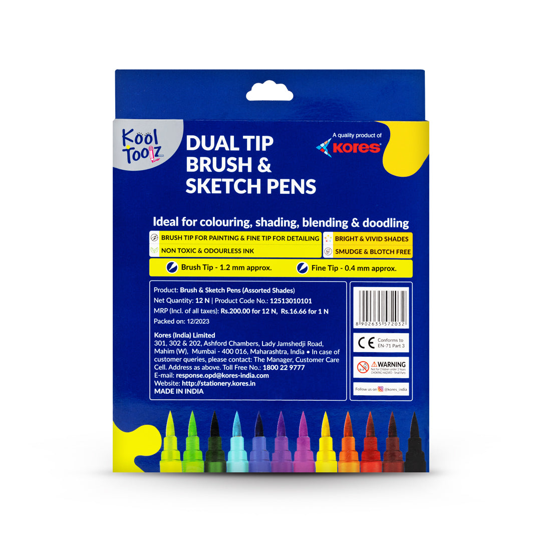 Kool Toolz Dual Tip Brush n Sketch Pens