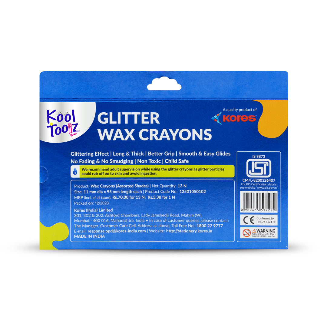 Kores Gliter Wax Crayons 12+1