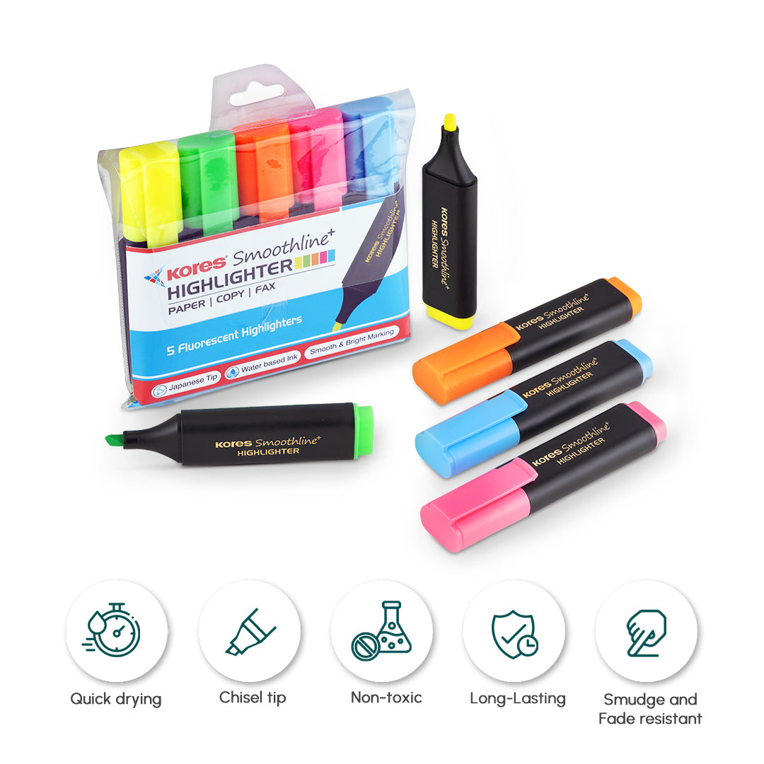 Kores Highlighters ( Assorted Colours)