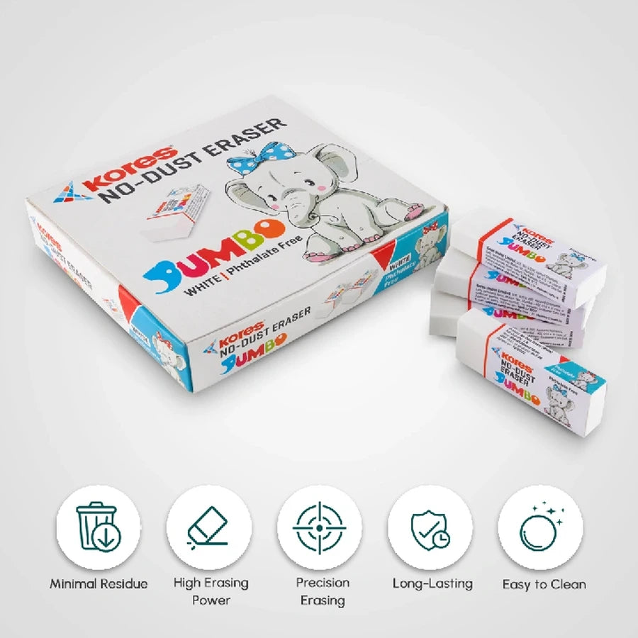 Kores No Dust Erasers Regular Size - Box of 20 pcs