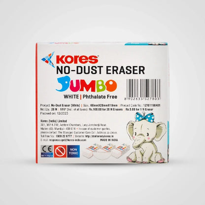 Kores No Dust Erasers Regular Size - Box of 20 pcs