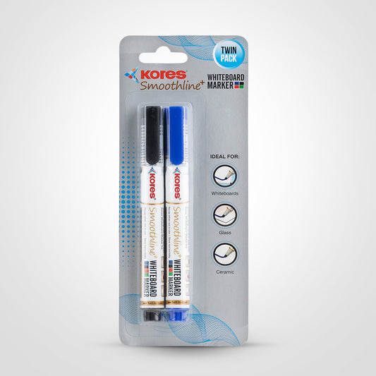 Kores White Board Markers Blister pack of 2 - Black & Blue