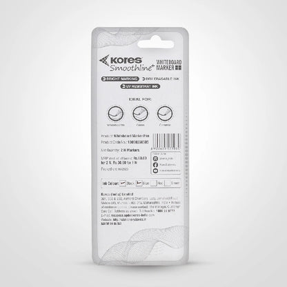 Kores White Board Markers Blister pack of 2 - Black & Blue