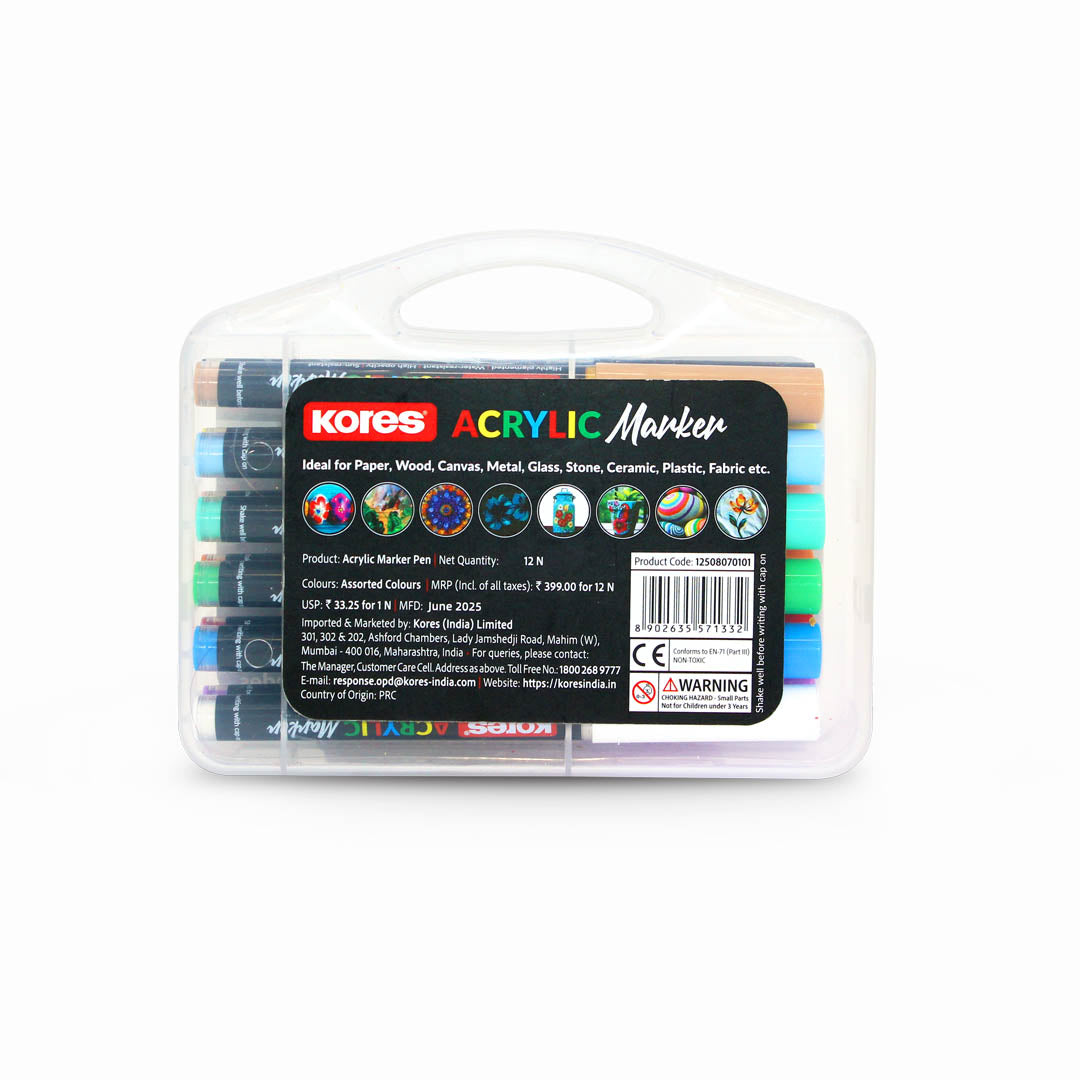 Kores Acrylic Markers - Set Of 12 Shades
