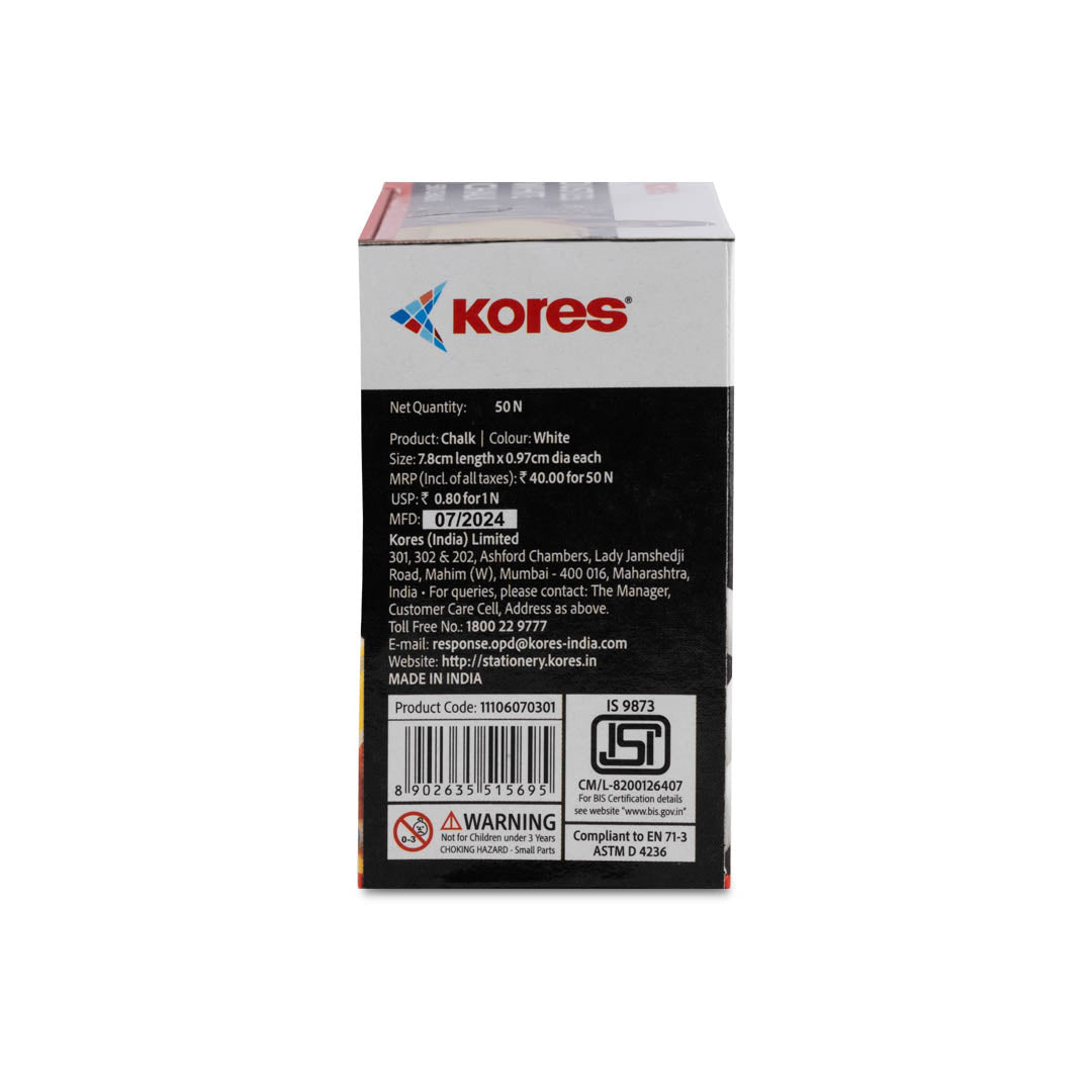 Kores White Chalk - 50pcs