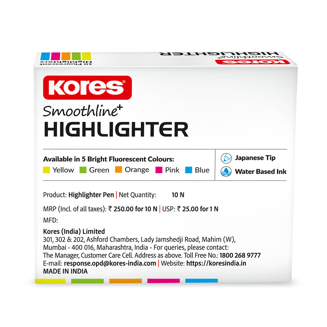 Kores Highlighters Box - 10pcs ( Blue )