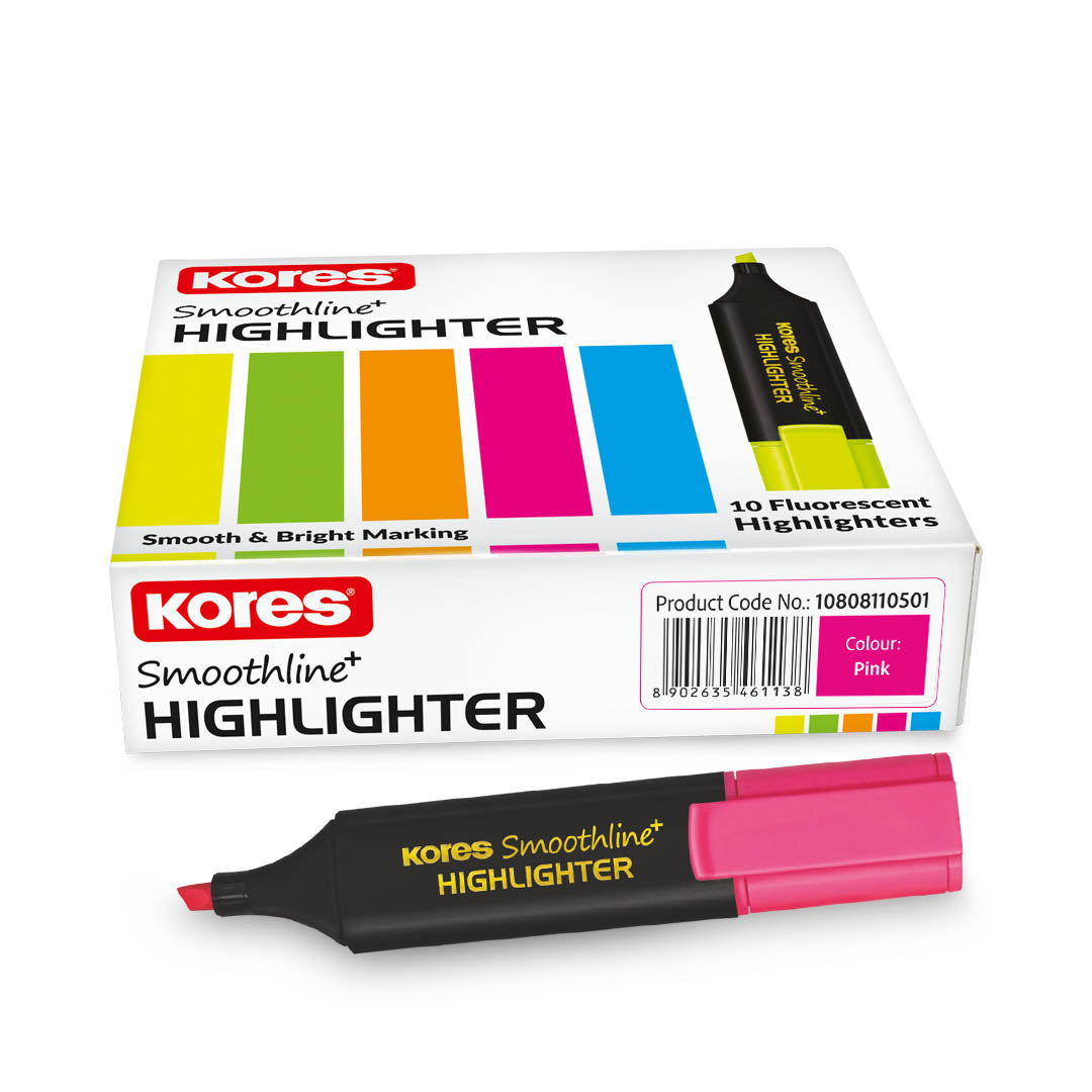 Kores Highlighters Box - 10pcs (Pink)