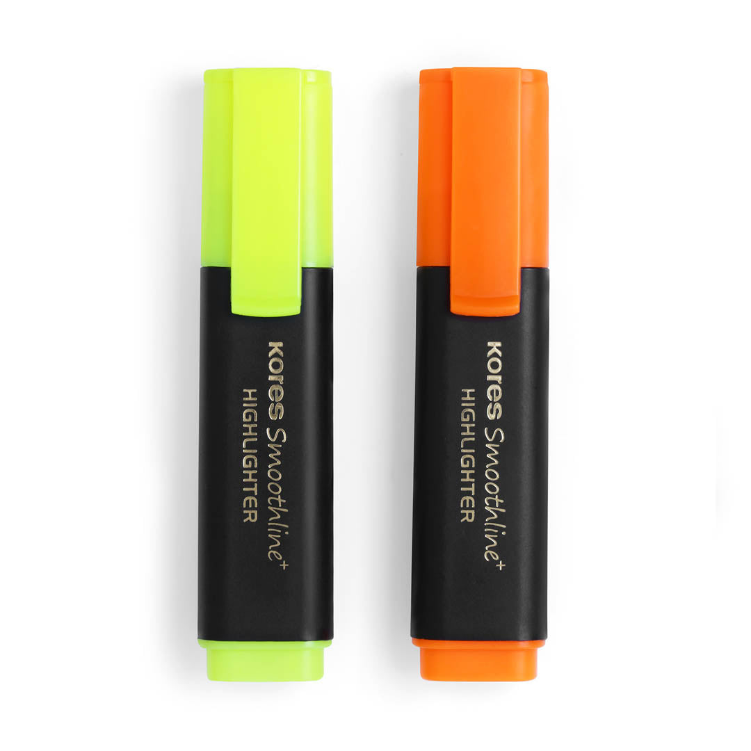 Kores Highlighters Blister Pack - Yellow & Orange