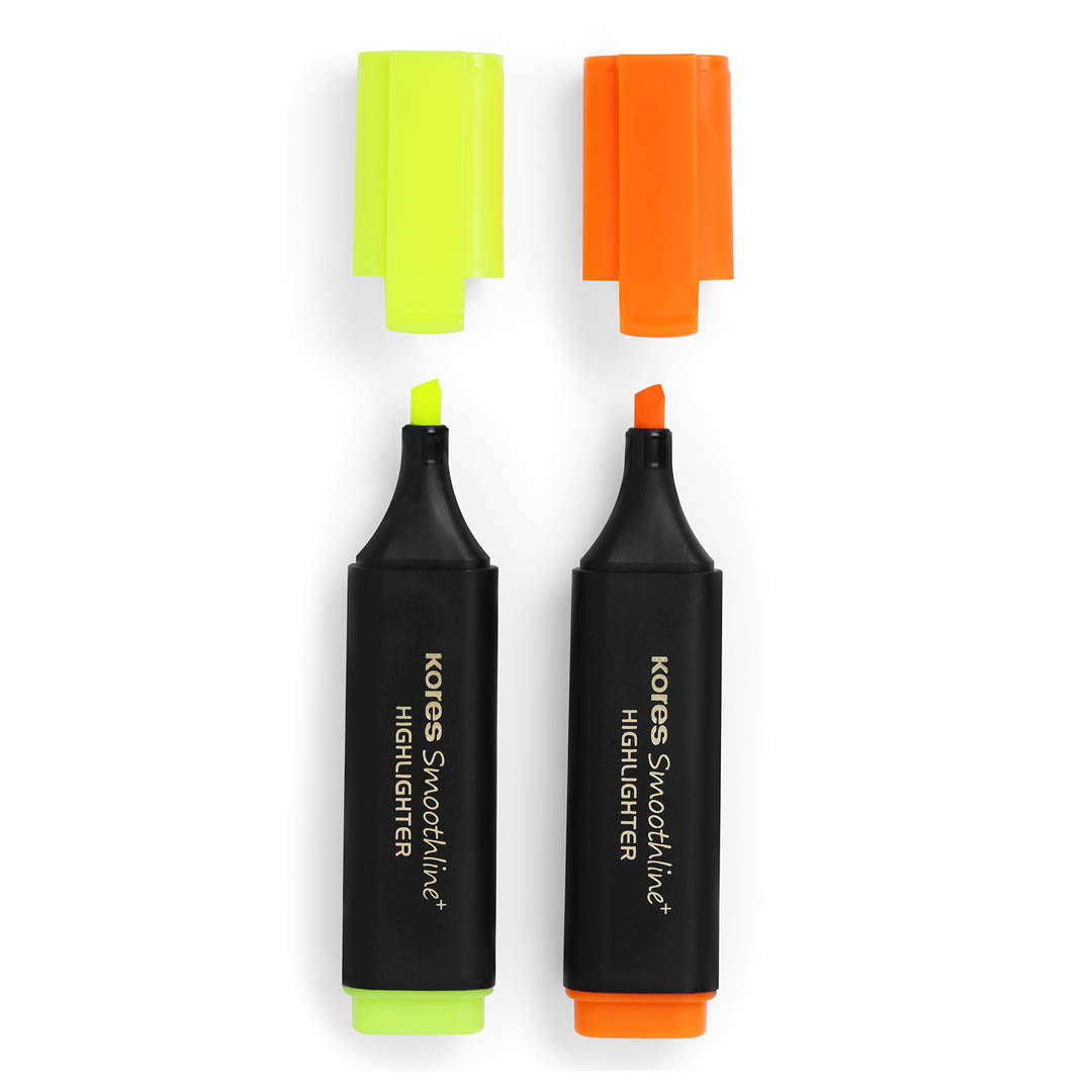 Kores Highlighters Blister Pack - Yellow & Orange