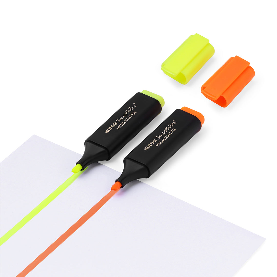Kores Highlighters Blister Pack - Yellow & Orange