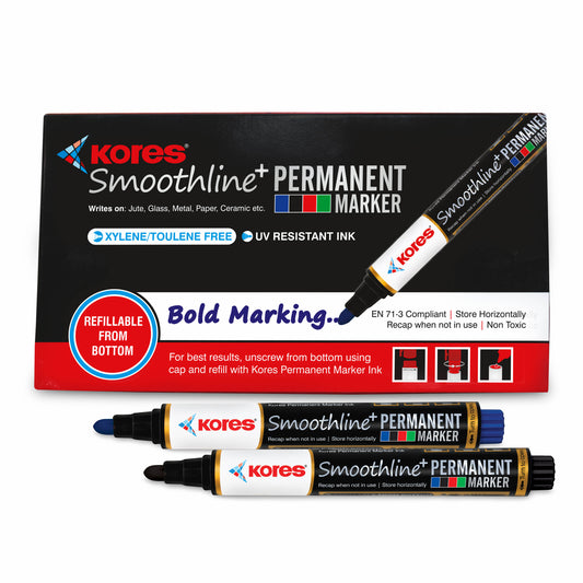 Kores Permanent Markers Box of 10 pcs