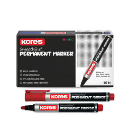 Kores Permanent Markers Box of 10 pcs ( Red )