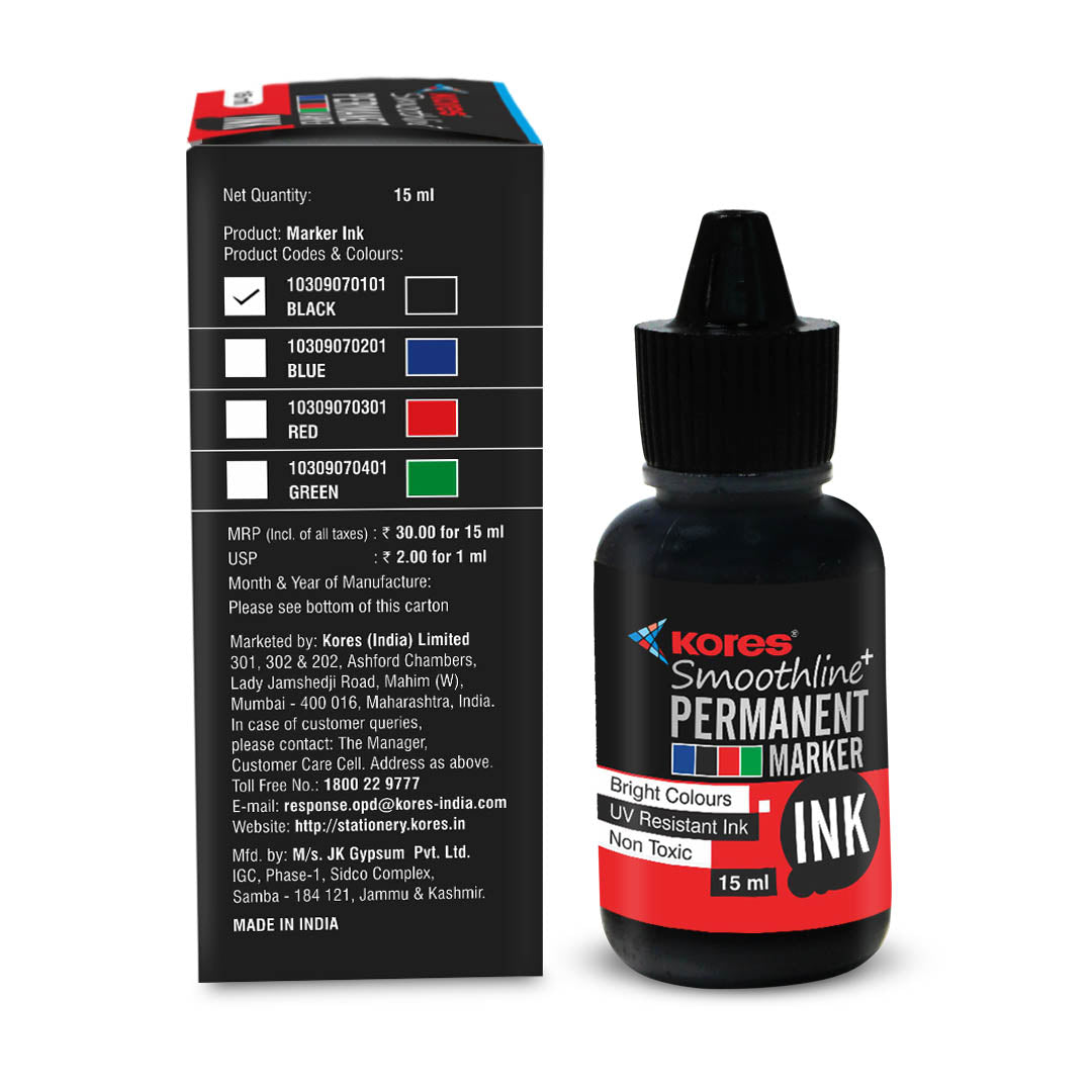 Black Permanent Marker Ink - 15 ml