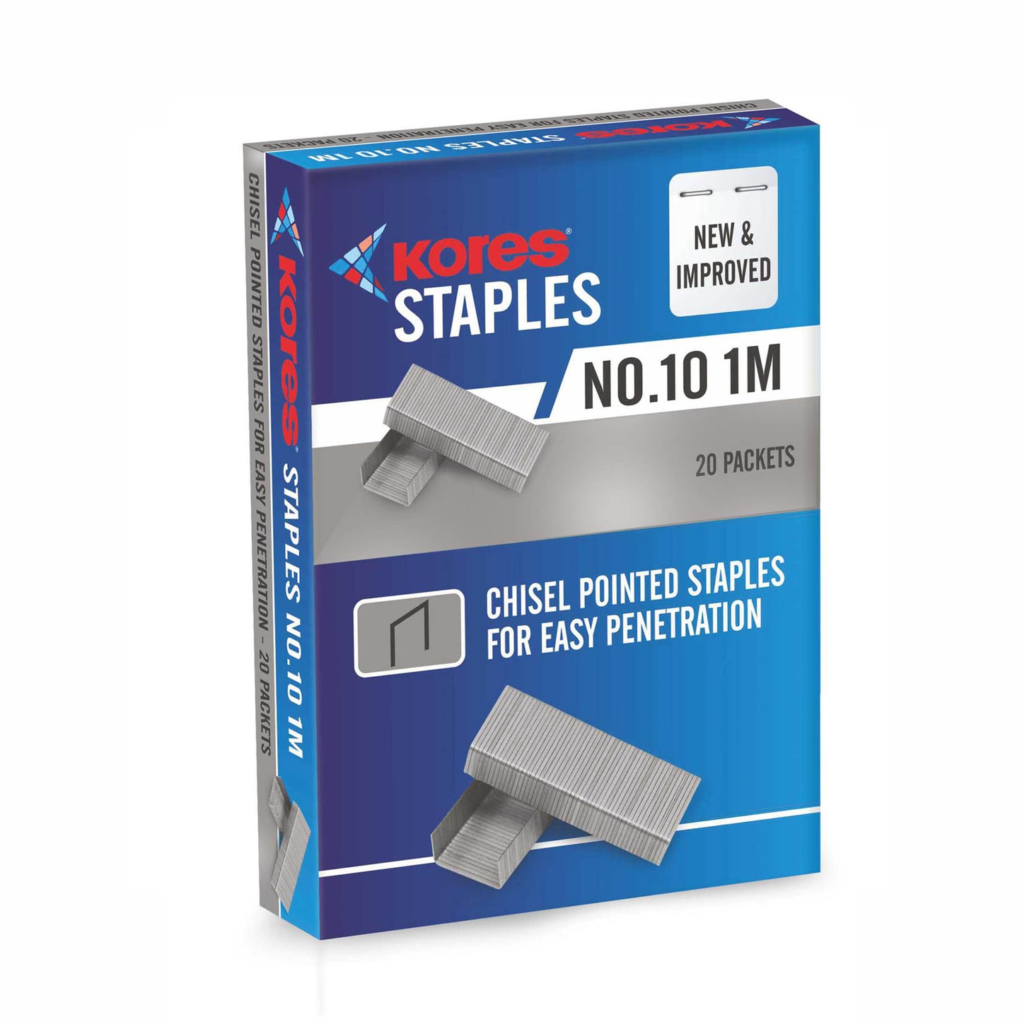 Kores Staple Pins No.10, 20 packets of 1000 pins in a box